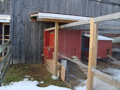 This is the hen coop with the external, removable nesting boxes and the removable tray floor.