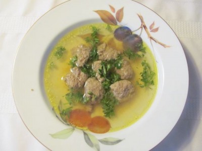 Turkey soup with turkey liver dumplings